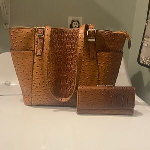 Elegant Brown Tote Bag and Wallet Set